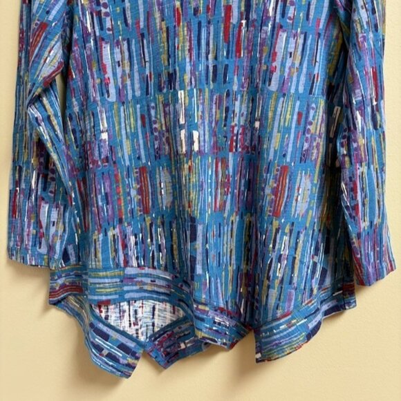 Habitat Clothes to Live In Womens Lagenlook Asymmetric Top Size XS Geometric Art - Picture 3 of 10